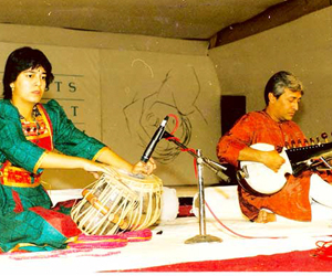 Accompanying Ustad Amjad Ali Khan sahab